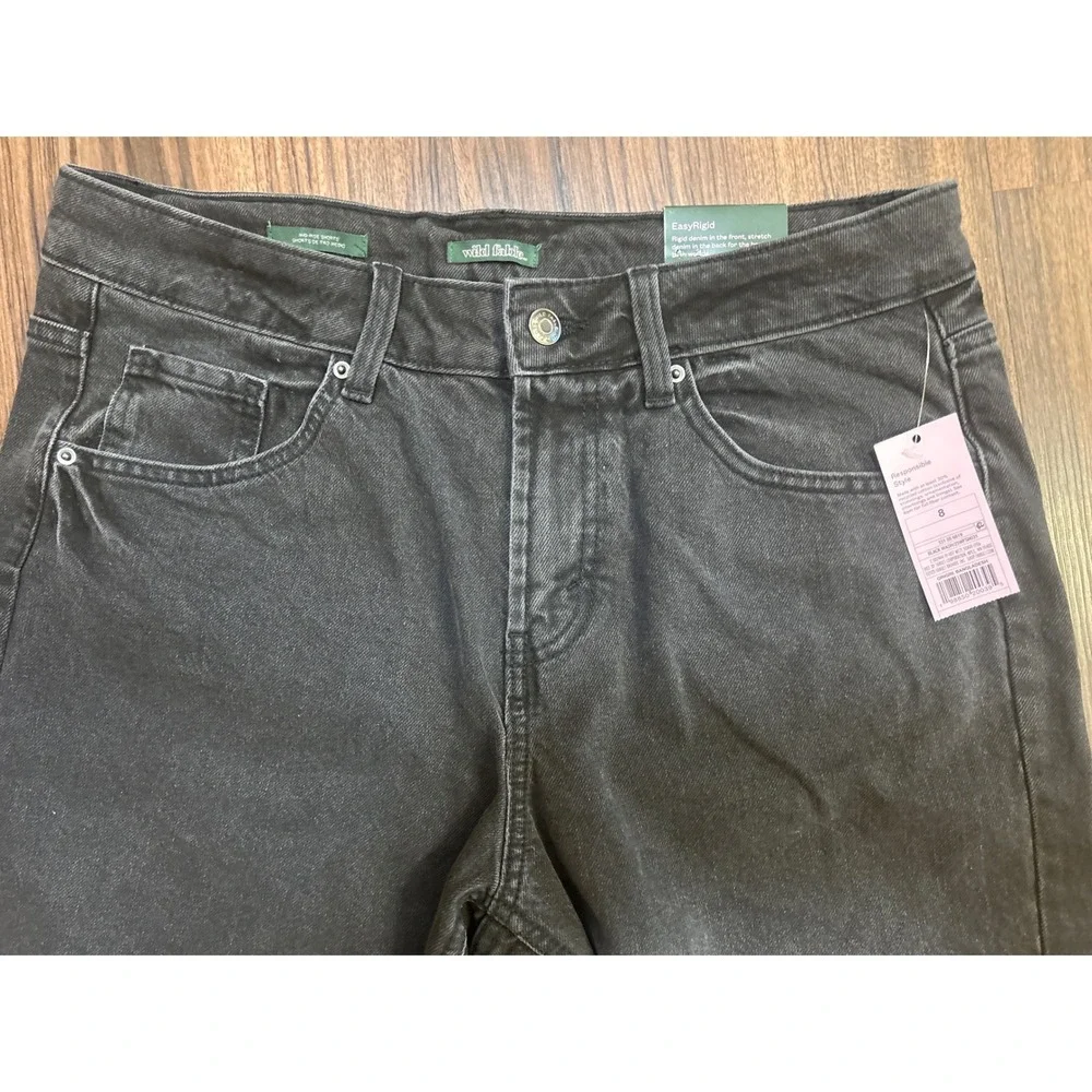 Wild Fable Womens Mid Rise EasyRigid Denim Shorts Black Wash Raw Hem Size‎ 8 NWT